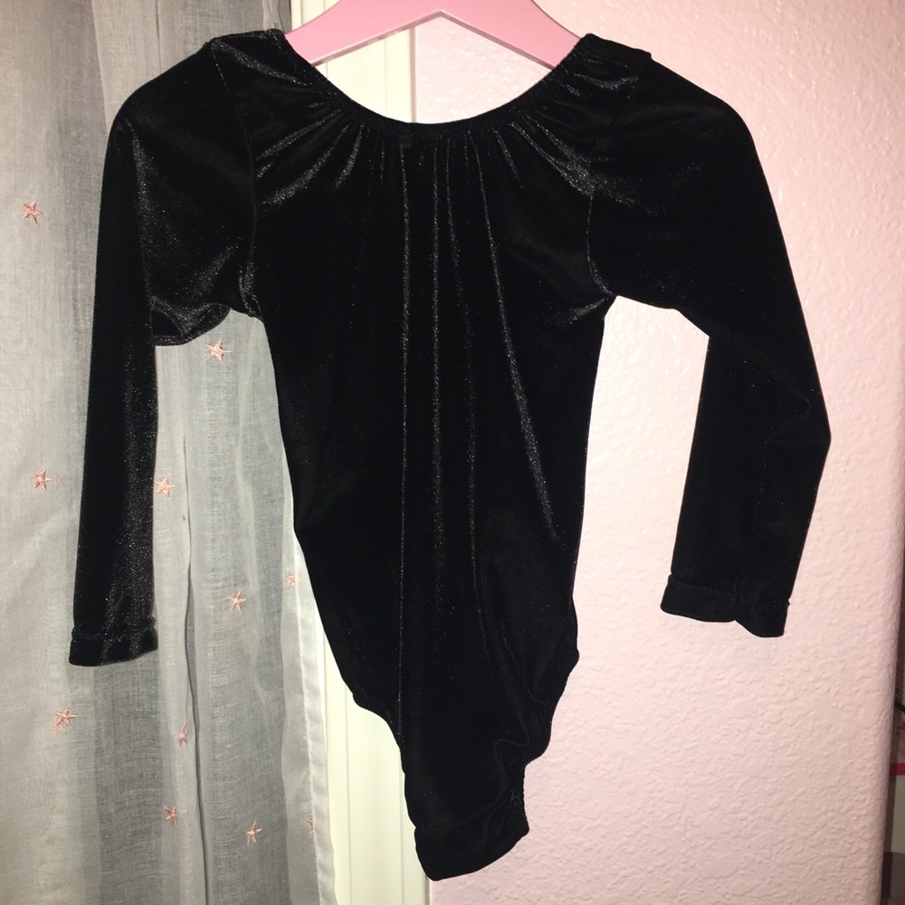 Toddler baby black leotard bodysuit velvet